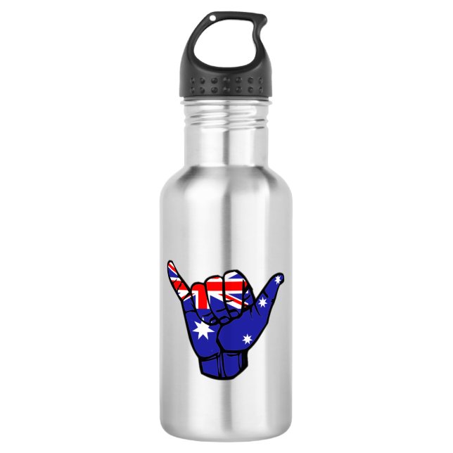 Shaka Australia Flag Stainless Steel Water Bottle (Front)