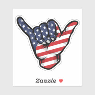 Shaka Hand America Flag Good Vibes Sticker