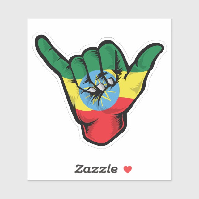 Shaka Hand Ethiopia Flag Good Vibes Sticker (Sheet)