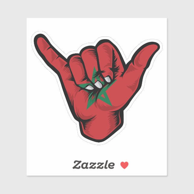 Shaka Hand Morocco Flag Good Vibes Sticker (Sheet)