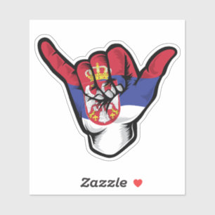 Shaka Hand Serbia Flag Good Vibes Sticker