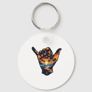 Shaka Hand Sign Aloha Surfing Surf Summer Vacation Keychain