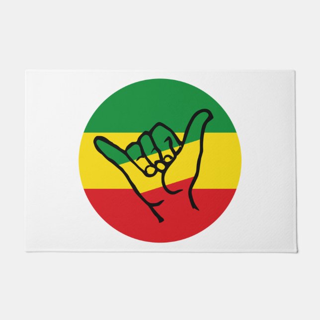 Shaka Hand With Reggae Colors Doormat (Front)
