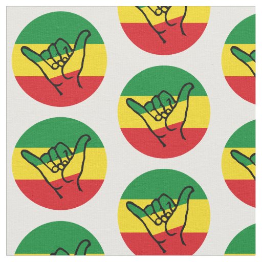 Shaka Hand With Reggae Colors Fabric