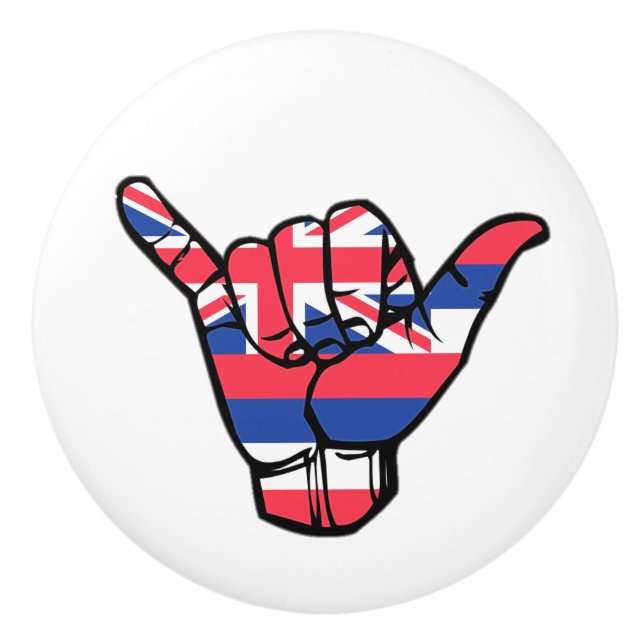 Shaka Hawaii Flag Ceramic Knob (Front)
