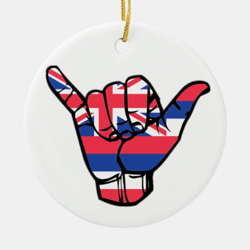 Shaka Hawaii Flag Ceramic Ornament