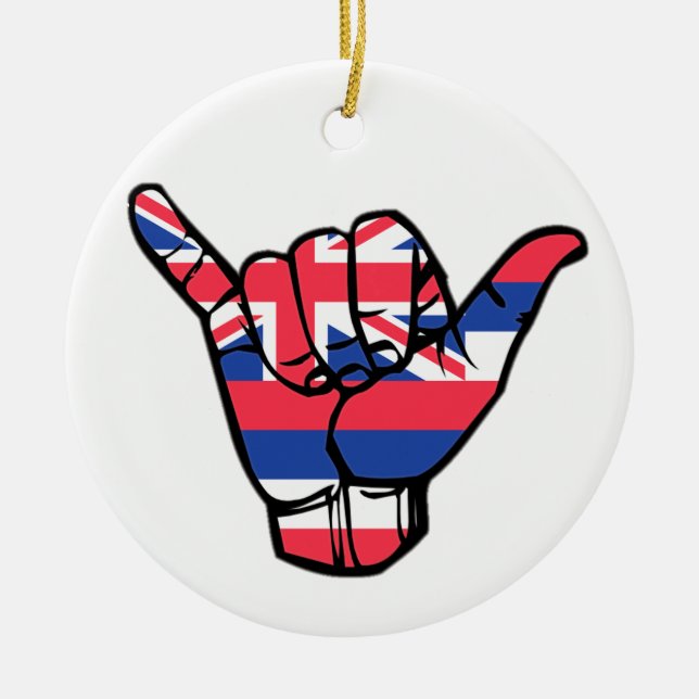 Shaka Hawaii Flag Ceramic Ornament (Front)