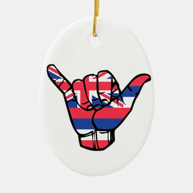 Shaka Hawaii Flag Ceramic Ornament (Front)