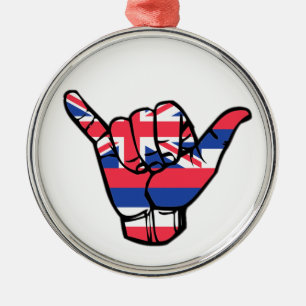 Shaka Hawaii Flag Metal Ornament