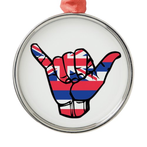 Shaka Hawaii Flag Metal Ornament
