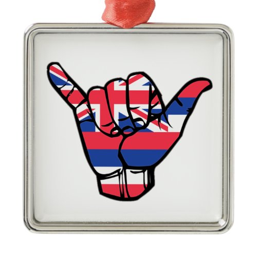 Shaka Hawaii Flag Metal Ornament