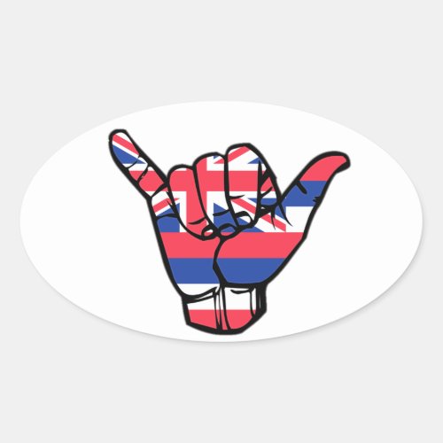 Shaka Hawaii Flag Oval Sticker