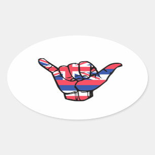 Shaka Hawaii Flag Oval Sticker