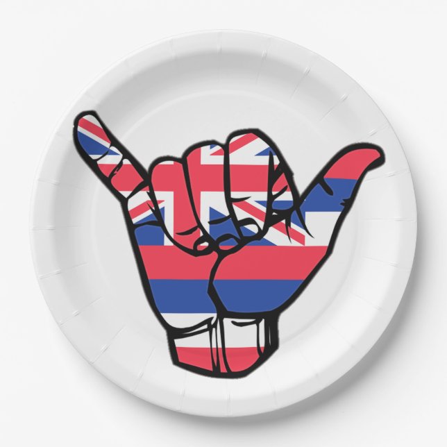 Shaka Hawaii Flag Paper Plates (Front)