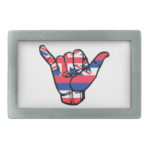 Shaka Hawaii Flag Rectangular Belt Buckle