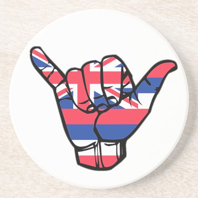 Shaka Hawaii Flag Sandstone Coaster (Front)