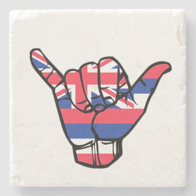 Shaka Hawaii Flag Stone Coaster (Front)