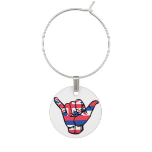 Shaka Hawaii Flag Wine Charm