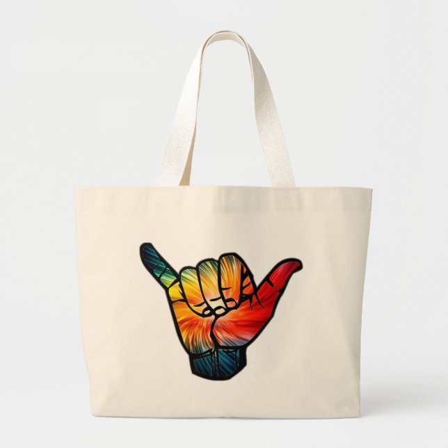 Shaka Rainbow Large Tote Bag (Front)