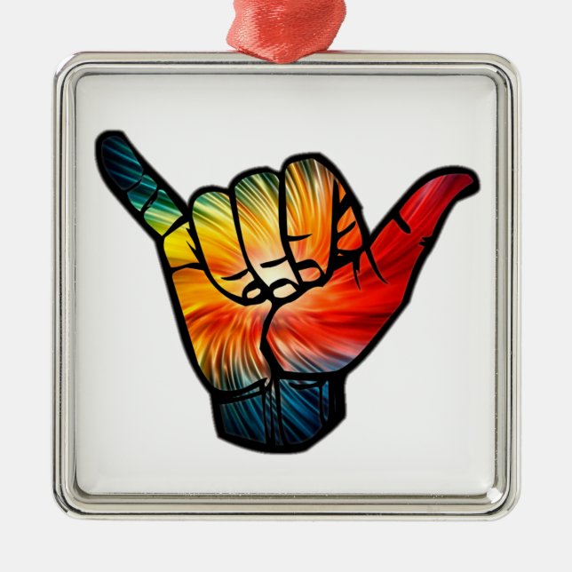 Shaka Rainbow Metal Ornament (Front)