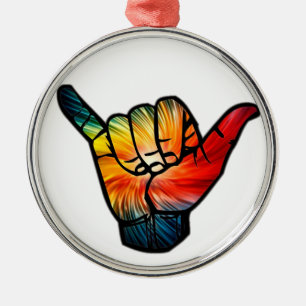 Shaka Rainbow Metal Ornament