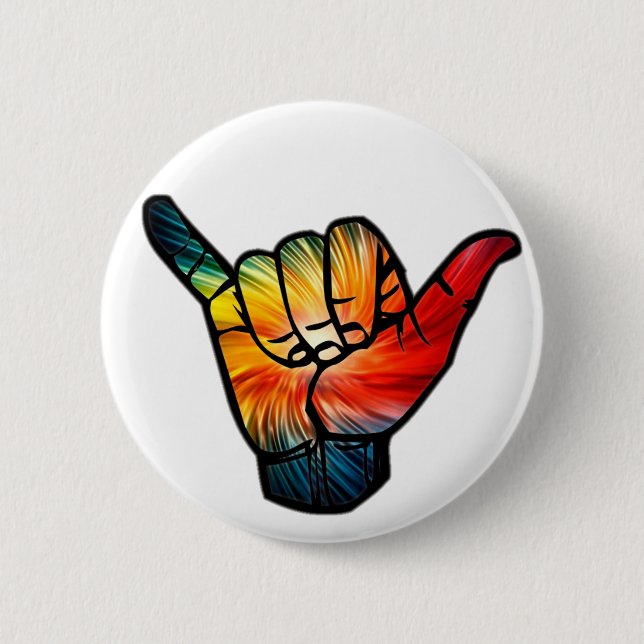Shaka Rainbow Pinback Button (Front)
