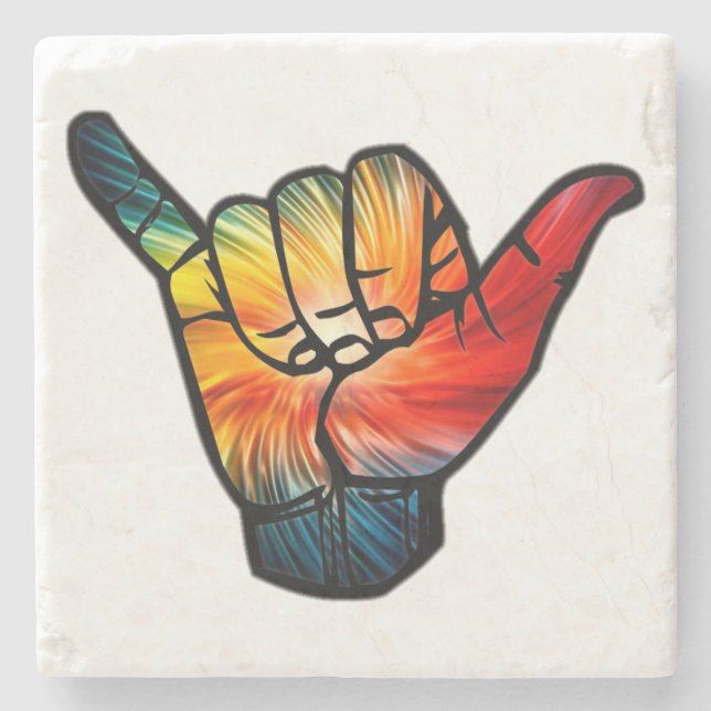 Shaka Rainbow Stone Coaster (Front)