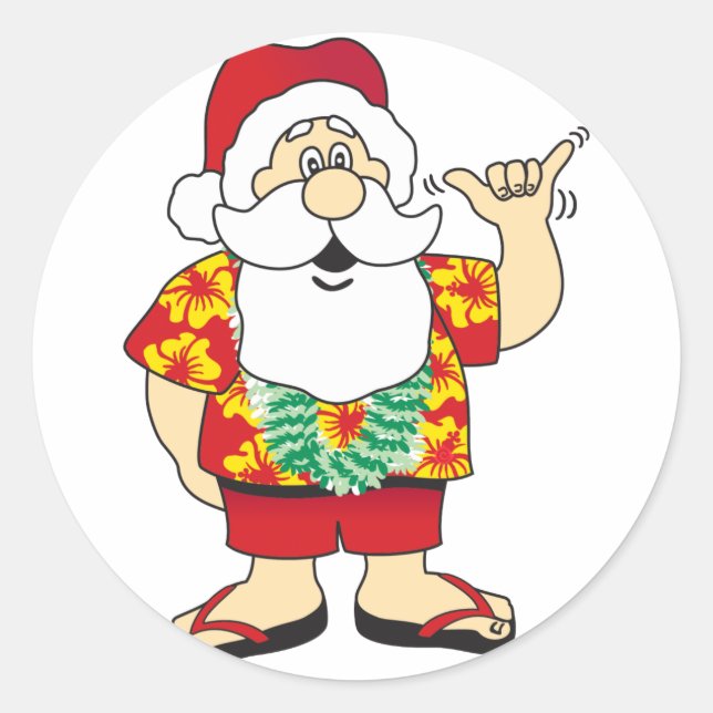 Shaka Santa Classic Round Sticker (Front)