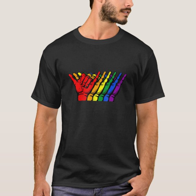 Shaka Sign Lgbt Bisexual Pride Month Lgbt Flag T-Shirt (Front)