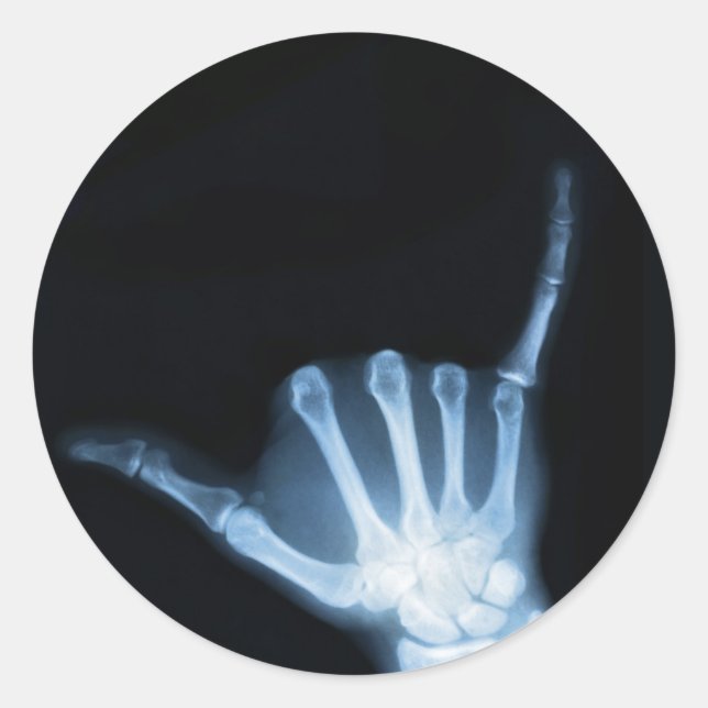 Shaka Sign X-Ray (Hang Loose) Classic Round Sticker (Front)