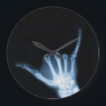 Shaka Sign X-Ray (Hang Loose) Large Clock<br><div class="desc">ALOHA! This clock is a fun gift or decoration for medical student, radiologist, surfer or for yourself! Available in round or square. ****** custom wall clock home decor ideas * wall clocks decor ideas * wall clocks custom * wall clocks customize * home decor clocks * home decor wall clocks...</div>