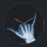 Shaka Sign X-Ray (Hang Loose) Large Clock<br><div class="desc">ALOHA! This clock is a fun gift or decoration for medical student, radiologist, surfer or for yourself! Available in round or square. ****** custom wall clock home decor ideas * wall clocks decor ideas * wall clocks custom * wall clocks customize * home decor clocks * home decor wall clocks...</div>