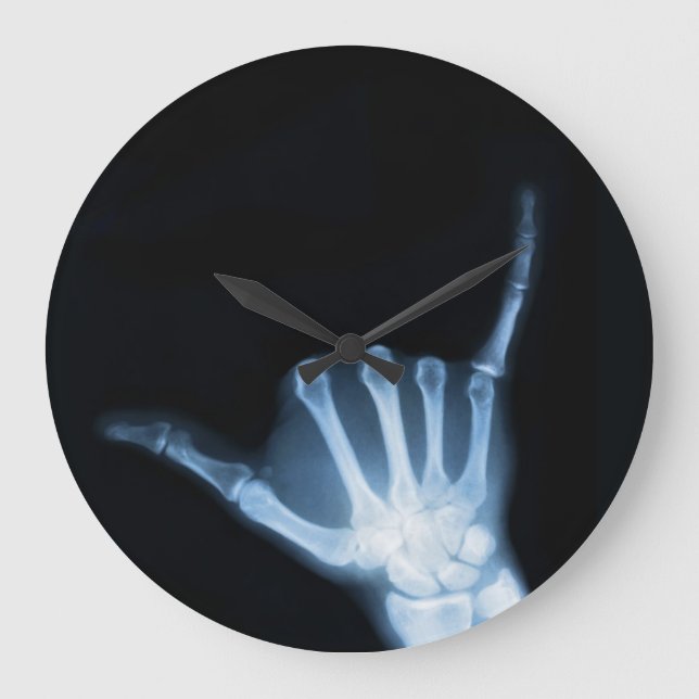 Shaka Sign X-Ray (Hang Loose) Large Clock (Front)
