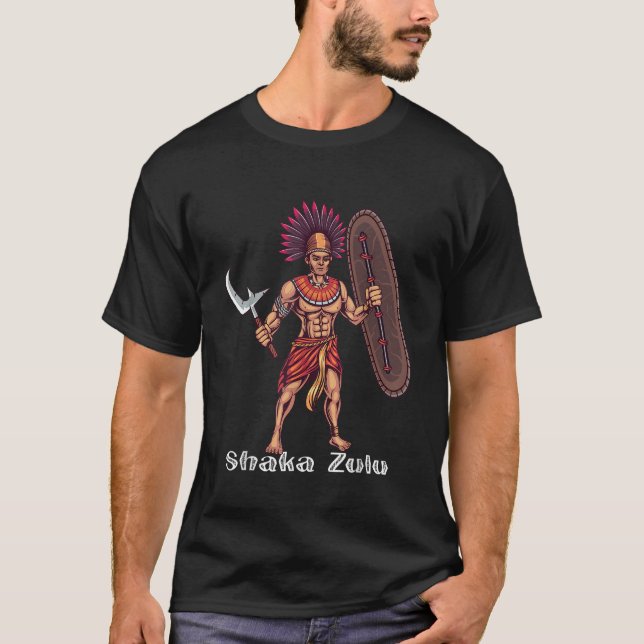 Shaka Zulu African Warrior Leader African King Jun T-Shirt (Front)