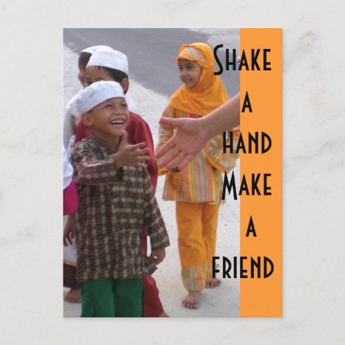 Shake a hand  Make a friend Postcard