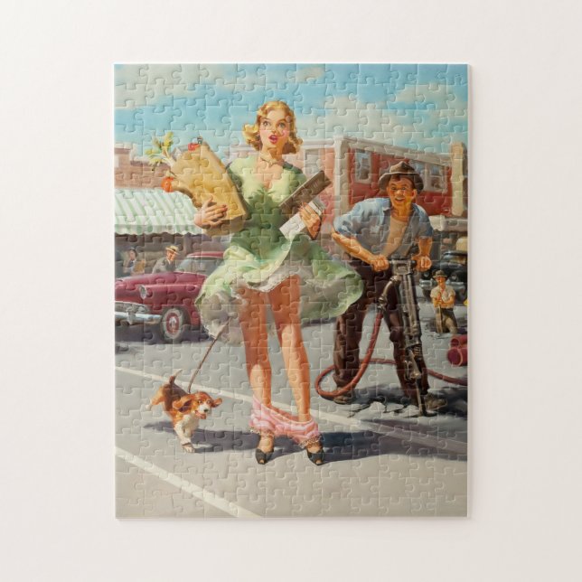 Shake down funny retro pinup girl jigsaw puzzle (Vertical)