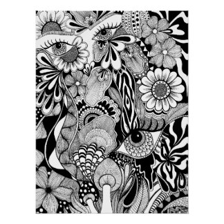 Shake It Out – Monochrome Floral Hand-Drawn Art Poster
