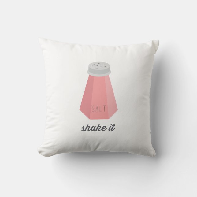 Shake It | Pink Salt Shaker Throw Pillow (Front)