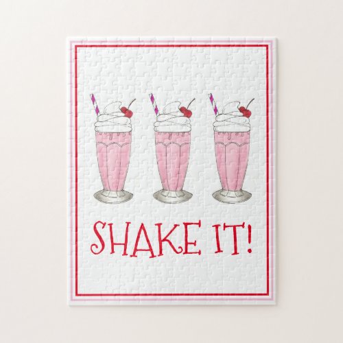 Shake It Pink Strawberry Ice Cream Milkshake Jigsaw Puzzle