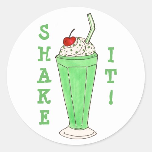 Shake It St Patricks Day Milkshake Green Shamrock Classic Round Sticker
