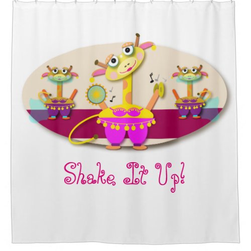 Shake It Up Bellydancing Giraffe Cartoon Shower Curtain