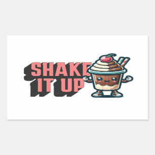 Shake It Up Chocolate Milkshake Pun Rectangular Sticker