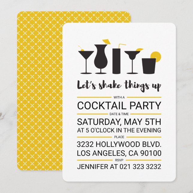 Shake it up Cocktail Party Invitation (Front/Back)