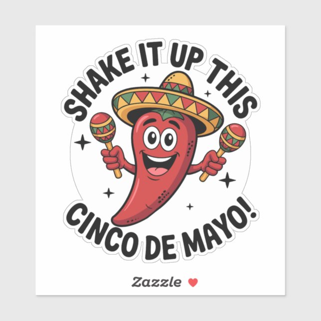 Shake It Up This Cinco de Mayo! Red Chili Pepper  Sticker (Sheet)