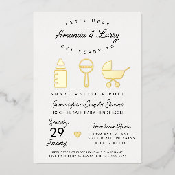 Shake Rattle and Roll Baby Shower Foil Invitation | Zazzle
