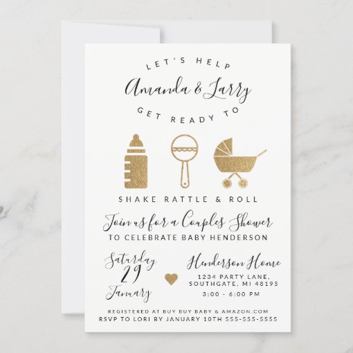 Shake Rattle and Roll Baby Shower Invitation | Zazzle
