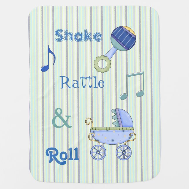 Shake, Rattle, and Roll Boys Baby Blanket (Front)