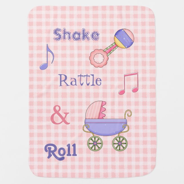 Shake, Rattle, and Roll Pink Baby Blanket (Front)
