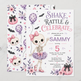 Shake Rattle & Celebrate 5th Birthday Invitation