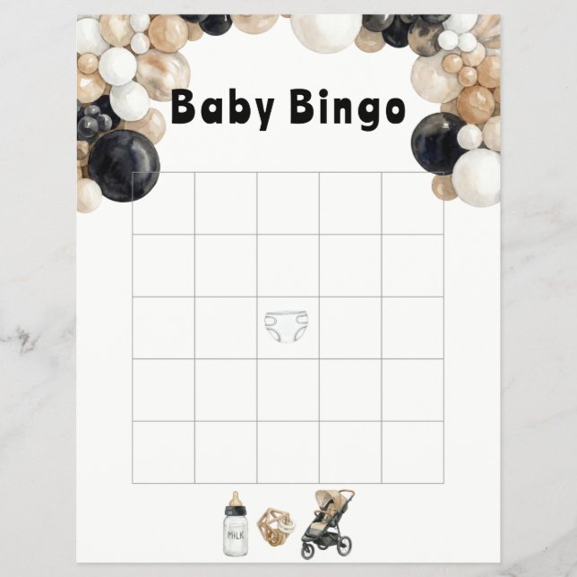 Shake, Rattle, Roll & Balloon Arch Baby Bingo Flyer (Front)